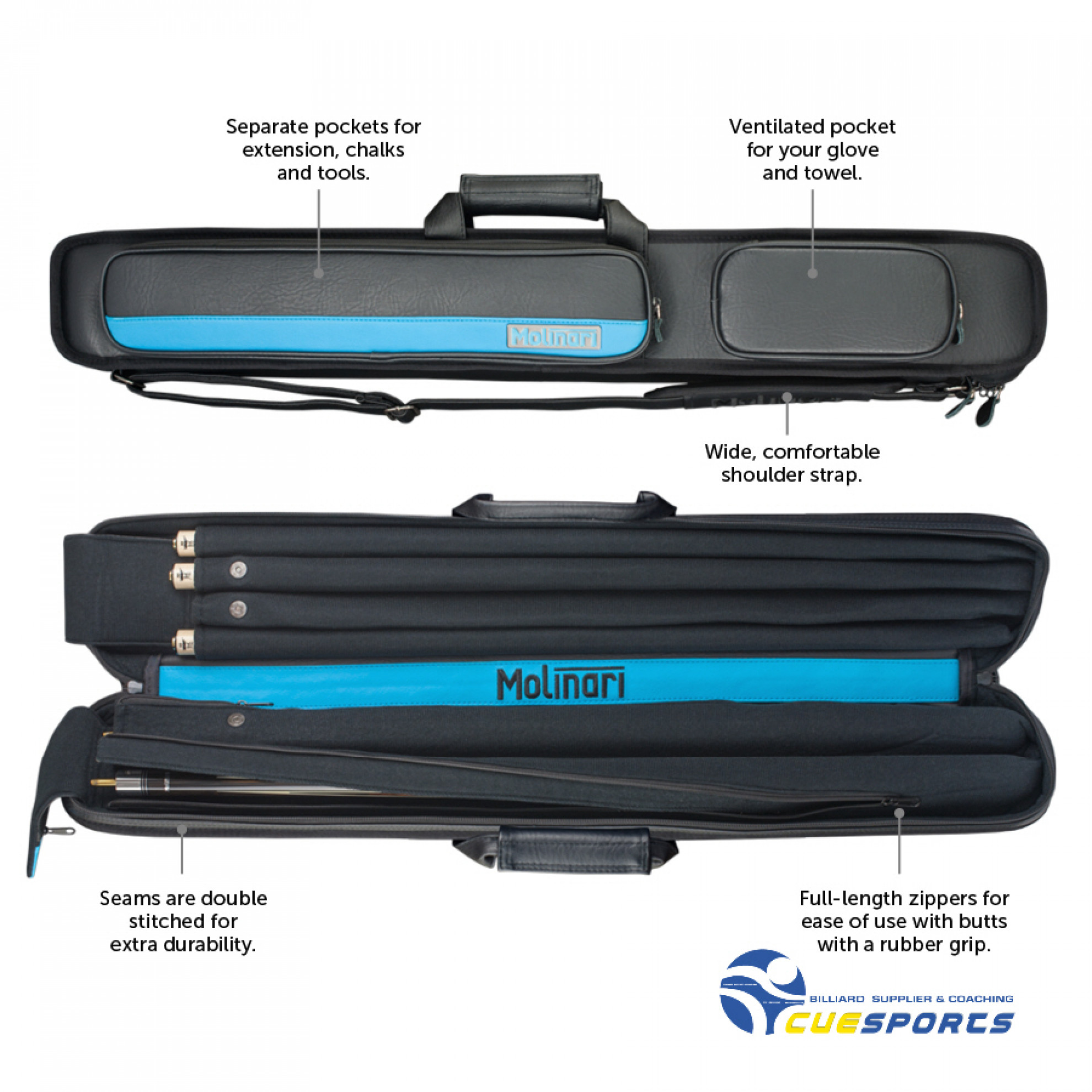 Molinari cue Case 36 blackgrey cue case