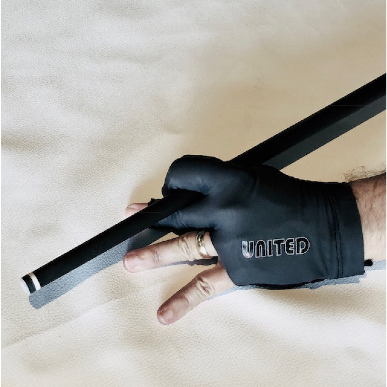 Billard Handschuh, United, Rechte Hand, schwarz-grau L