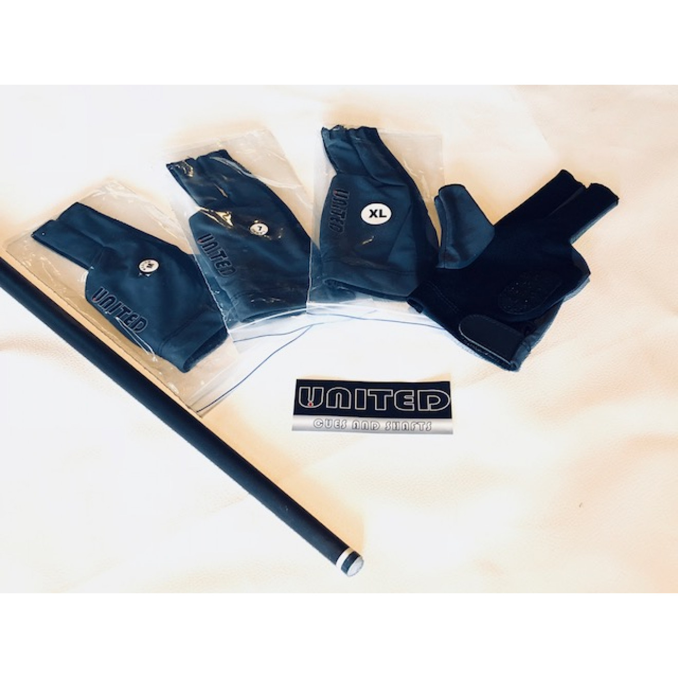 Billard Handschuh, United, Rechte Hand, schwarz-grau L