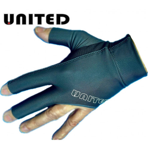 Billiard Glove, United, Left hand, black-grey, Size L